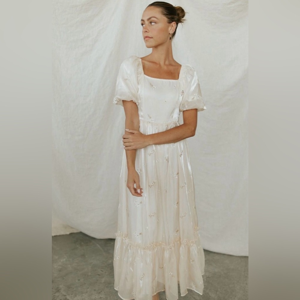 Shop Henly Cream Once Upon a Time Embroidered Maxi Dress